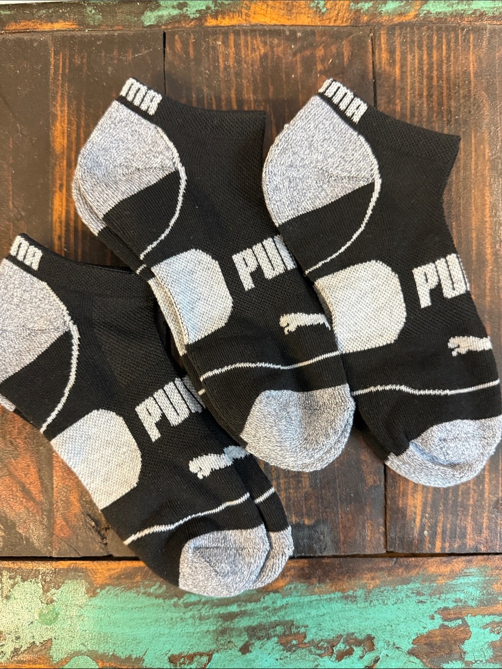 Puma Black & Gray Low-Cut Athletic Socks - 3 Pack